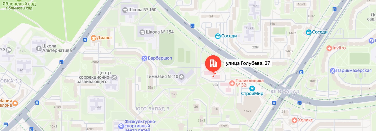Карта расположения УЗ "15-я Городская детская поликлиника" на время капремонта